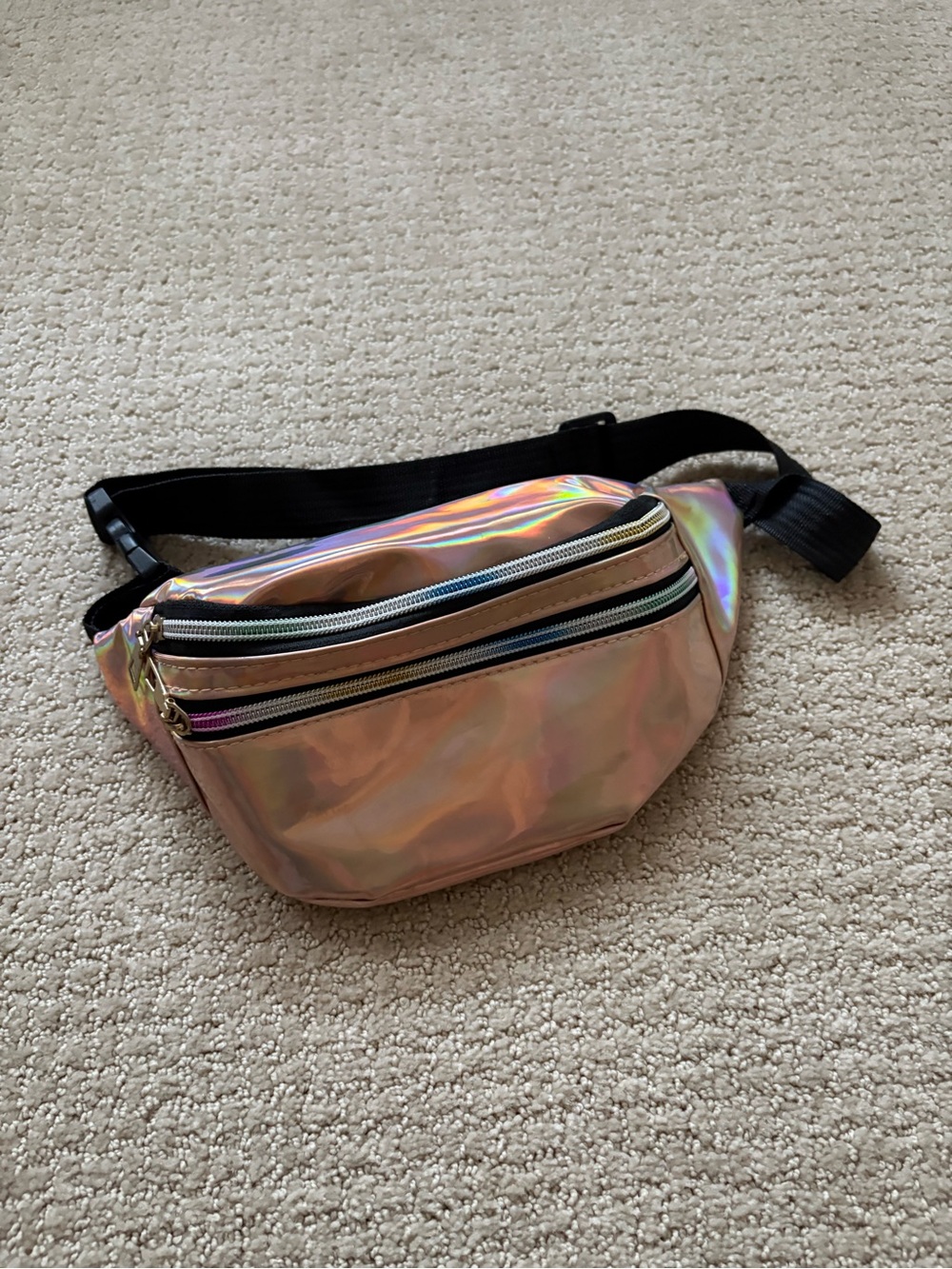 Iridescent Orange Belt Bag with Black Strap